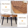 Natural Wood Grain Texture Round Coffee Table - Diameter 23.6 Inches.Exquisite Suction Molding Process,Natural Wood Grain Texture,Black Sprayed Metal Leg.