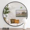32 Inch Black Metal Framed Round Bathrrom Mirror for Wall.(W2203134044)