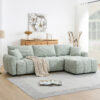 [VIDEO] 110" Modular Sectional Sofa, L Shape with Extra-large Seat, Pull-line Design, Movable Ottoman, High Density Foam, Free Combination, Sturdy Metal&Wood Frame, Boucle Fabric, 3 Colors