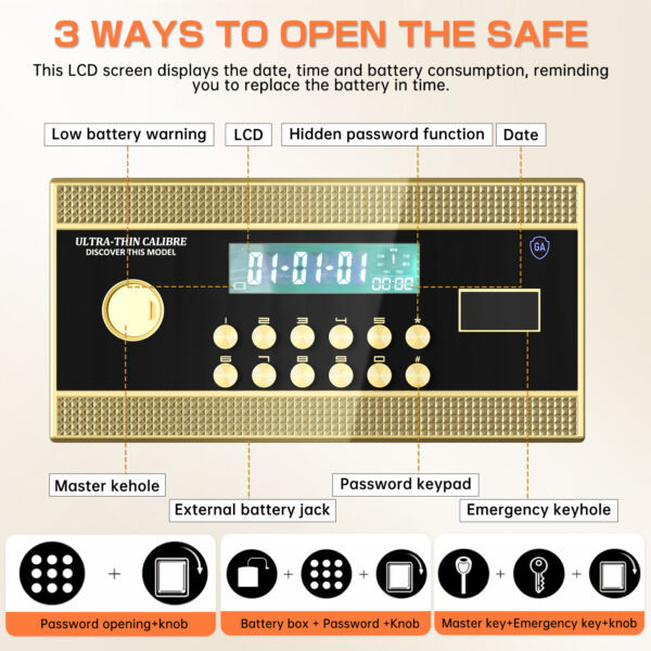 Large Double-door Coin-operated Safe,Digital Security Safe with Fireproof and Waterproof Bag,6.0 Cubic Feet Safe Box with Hidden Code Function for Home,Office and Hotel
