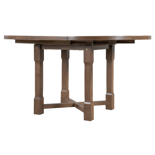 TREXM 5-Piece Extendable Dining Table Set for 4, Round Dining Table for 4 with Upholstered Chairs, Farmhouse Kitchen Table Set with Removable Leaf for Dining Room and Kitchen (Brown)