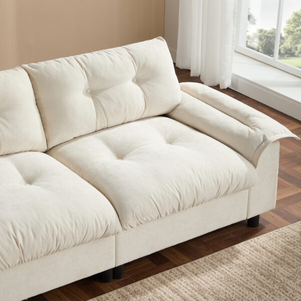[VIDEO]104*60" Sectional Sofa, L-Shape with Multifunctional Armrest, Dual-Port Charging, Cup Holder, Side Storage Pockets, Movable Storage Ottoman, Unique Tufted Design, Soft Cushion, Chenille,3colors