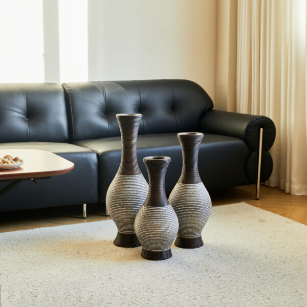 fad9df353934490583d3bd2efe03b5db_7e23060adede5df58cd24442175be1c7 Desktop Vase, Brown Decorative Floor Vase, Classic and Neat Floor Vase, High Independent Flower Stand, Artificial Vine Vase, PVC Floor Vase, Home Decoration Flower Stand Set of 3 pieces