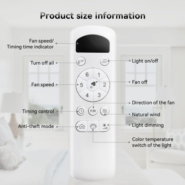 (Same as W882P146902) 52 Inch Modern Led Ceiling Fan With 3 Color Dimmable 5 ABS Blades Remote Control Reversible DC Motor White For Bedroom