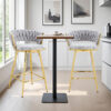 Two sets of swivel bar stools with breathable cotton and linen soft cushions, electroplated metal frames without rust, suitable for restaurant and bar use, as well as for casual seating in living room