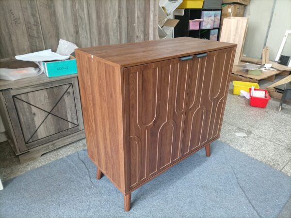 Sideboard Buffet Cabinet with Storage, Farmhouse Buffet Cabinet With Paper Clip Design, Wood Coffee Bar Storage Cabinet for Kitchen, Dining Room, Living Room, Entryway, Walnut,31.5" W