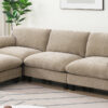 [VIDEO Provided] 108" Modular Sectional Sofa, L-Shape with 31.5" Extra-Wide Seat Cushion, USB and Type-C Charger, Phone Holder and 2 Side Storage Pockets, Free Movement Ottoman, Striped Chenille