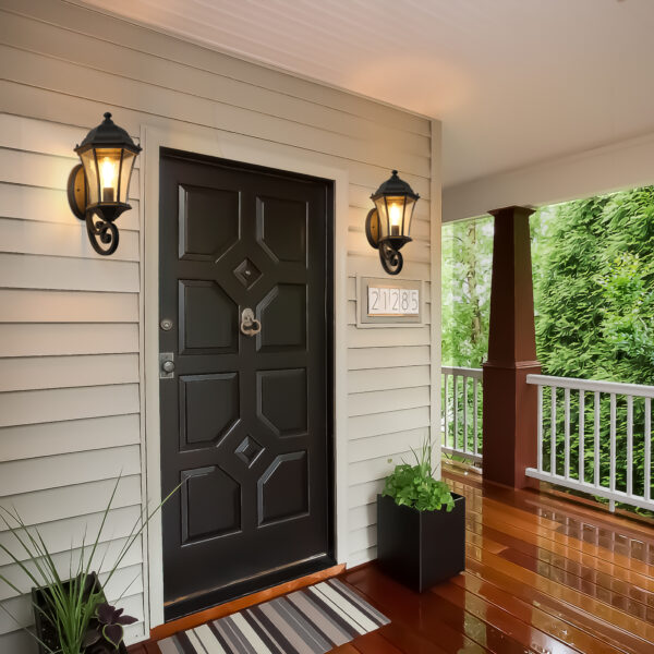 2-Pack Vintage Wall-Mounted Outdoor Lantern Light – Elegant Black Metal Sconce for Porch, Patio, and Garden Lighting (Bulb Not Included)