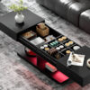 U-Can 41.3''-76.7'' Extendable Coffee Table, Efficient Central Coffee Table with Multiple Storage Compartments, Multifunctional Adjustable Coffee Table with Hidden Storage Space for Living Room