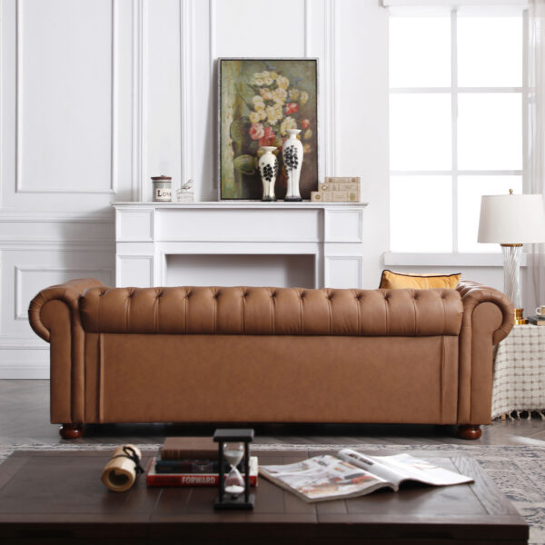 fdedb91e6fde4f9a96c1168e8fec643e_20230226_931e9e298d05db689340f30d428f4380 Classic Chesterfield Sofa Brown Faux Leather