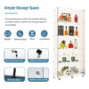 Tempered Glass Display Cabinet, Wine Cabinet, Storage Cabinet, File Cabinet with Bluetooth LED Light Strips, Lock on Door, Tempered Glass Top, Casters at Bottom for Easy Movement, Color: white