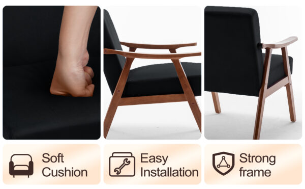 ff7b98f1e8274fdd97dd7cc8fa4d056b_20240501_09767b5b0b9161c530e0d3dceda63bdf Mid-Century Modern Chair, Living Room Chair with Solid Wood Frame, Accent Chair Extra-Thick Backrest, Wingback Chair for Bedroom, Reading Room, Living Room, Lounge Chair Indoor