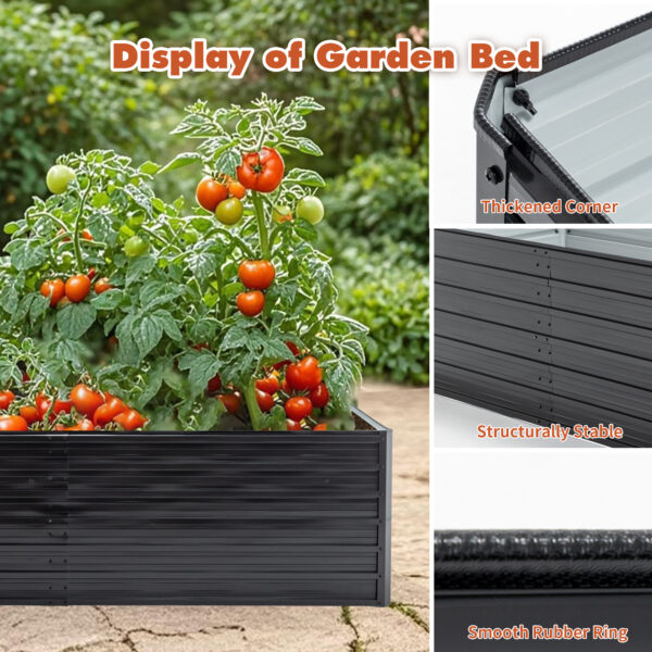 8X4X2ft Galvanized Raised Garden Bed Kit, Rectangular Large Metal Deep Root Planters for Outdoor Plants Vegetables Flowers Herb, 481 Gallon Capacity