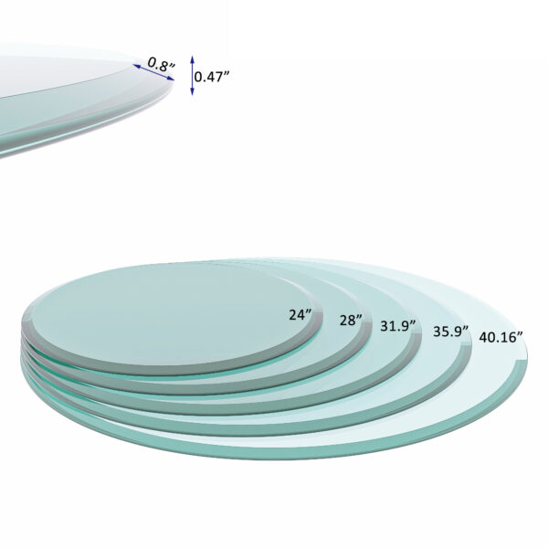 36" Inch Round Tempered Glass Table Top Clear Glass 1/2" Inch Thick Beveled Polished Edge