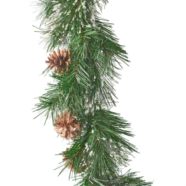 fff3988634904cbc8c739cada4105452_048a30d49f2ee545a209d1997b955cd5 2-packed 9'X10'' Cashmere and Snow Bristle Garland with 20 Pine Cones and with 50 Warm White LED Lights with Timer-Battery Operated-Outdoor,160 Tips
