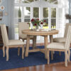 TREXM 5-Piece Farmhouse Dining Table Set Wood Round Extendable Dining Table and 4 Upholstered Dining Chairs (Natural Wood Wash)