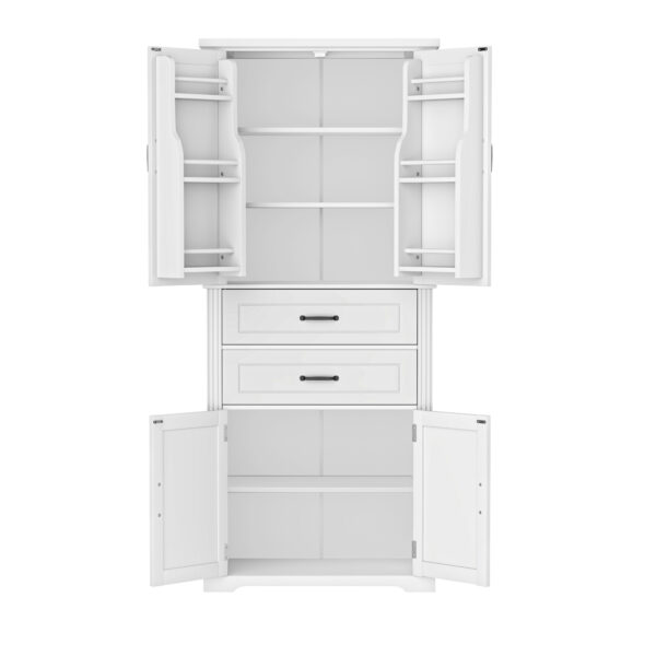 Storage Cabinet with Multi-Functional Storage Space for Kitchen/Bathroom/Dining Room/Living Room , 2 Drawers with Slide Rails, Adjustable Shelf, White