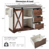 K&K 55.5" Farmhouse Kitchen Island with Drop Leaf, Kitchen Storage Island with Barn Door, Power Outlet, Rolling Kitchen Cart on Wheels with Spice Rack, for Home, Kitchen, Dining Room, White