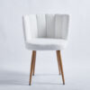 Modern WHITE dining chair(set of 2 ) with iron tube wood color legs, shorthair cushions and comfortable backrest, suitable for dining room, living room, cafe, simple structure.