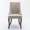 Rayon Cloth Flocking Linen Dining Chairs Channel Kitchen Dinner Chair Comfy Fabric Upholstered Accent Chair for Dining Room with Curved Solid Wood Legs,Set of 2 (Beige), SW1847BG
