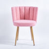 Modern pink dining chair(set of 2 ) with iron tube wood color legs, shorthair cushions and comfortable backrest, suitable for dining room, living room, cafe, simple structure.