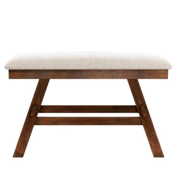 TOPMAX 6-Piece Wood Counter Height Dining Table Set with Storage Shelf, Kitchen Table Set with Bench and 4 Chairs,Rustic Style, Walnut+Beige Cushion (old sku: SH000257AAD)