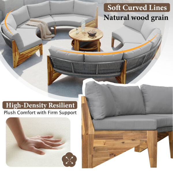U_STYLE 6 - Person Outdoor Seating Group with Cushions and A Coffee Table(old sku:WY000379AAE)