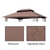 13x10 Ft Patio Double Roof Gazebo Replacement Canopy Top Fabric,Brown