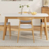 5-Piece Mid-Century Modern Dining Set - Solid Wood Frame Table + 4 Beige Upholstered Chairs(White Oak+Beige)