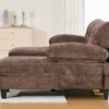 U-shaped Sectional Sofa 103.5" Chenille Fabric Couch with Dual Chaise Lounges, Storage Pockets and Armrest Pillows for Living Room, Brown