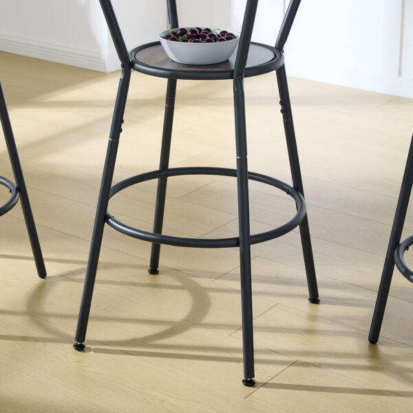 08126ea2bf914667b6d19124b9021142_20240113_b795df4b88b7453fbb72b886cad6e4ae Round bar table and stool set with shelf, upholstered stool with backrest, Rustic Brown, 24.17"W x 24.17"D x 36.02"H
