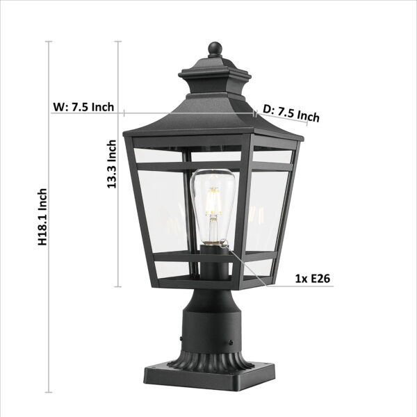 Large Outdoor Post Lights Lamp Post Light Fixture, 18.1inch Waterproof Aluminum Post Lamp with Clear Glass, Fence Post Deck Lighting for Garden, Patio, Pathway (2 pack)