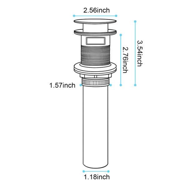 2 Pcs Bathroom Sink Drain with Overflow, Vessel Sink Lavatory Vanity Pop Up Drain Stopper, 304 Stainless Steel
