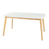 5-Piece Mid-Century Modern Dining Set - Solid Wood Frame Table + 4 Beige Upholstered Chairs(White Oak+Gray)