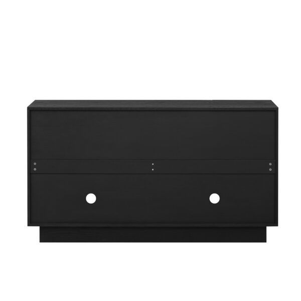 TREXM 4-Door Large Storage Sideboard, Wood Sideboard Cabinet with Semi-Circular Handles and Adjustable Shelves for Dining Room, Kitchen, and Living Room (Black)