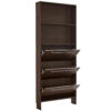Shoe Cabinet with 3 Flip Drawers,Narrow Shoe Rack Cabinet, Entryway Shoe Storage Cabinet with Open Shelves, Freestanding Hidden Shoe Rack Organizer with Solid Wood Legs for Hallway, Living Room, Large