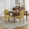 A&A Furniture,French Style Solid Wood Frame Antique Painting Linen Fabric Back Dining Chair,Set of 2,SW1845OL,Olive Green