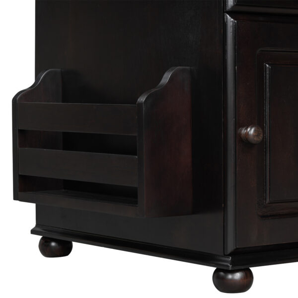 U-Can Vintage End Table Flip Top Side Table with USB Ports, One Multifunctional Drawer with cup holders, Sofa Couch Table with Bookshelf for Living room and Small Space