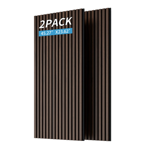 0a91ef02756042e2a22993d1b442df26_1ec6459981551bfa0e1cc095f62f1fd2 Wood Panels for Wall Slat Wall Panels, 2PC Wood Slat Acoustic Panels for Wall and Ceiling - 3D Fluted Sound Absorbing Panel with Three Sides Fully Wrapped on Wood Finish -45.27''X23.62''(Dark walnut)
