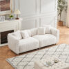 89 inch Sofa for Living Room, Fashion Sofa with Metal Legs, 3 Seater Sofa, Solid Wood Frame Couch with 4Pillows, for Apartment Office Living Room - White
