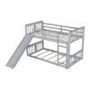 Twin Over Twin Bunk Bed with Slide and Ladder, Gray (Old SKU:LT000108AAE)