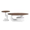 Luxury Nesting Coffee Table Set of 2,  Tables with Storage for Living Room, Oval and Round Table Set, White Center Table, Cocktail Table, Side Table,  Large 47.24'', Small 19.69''