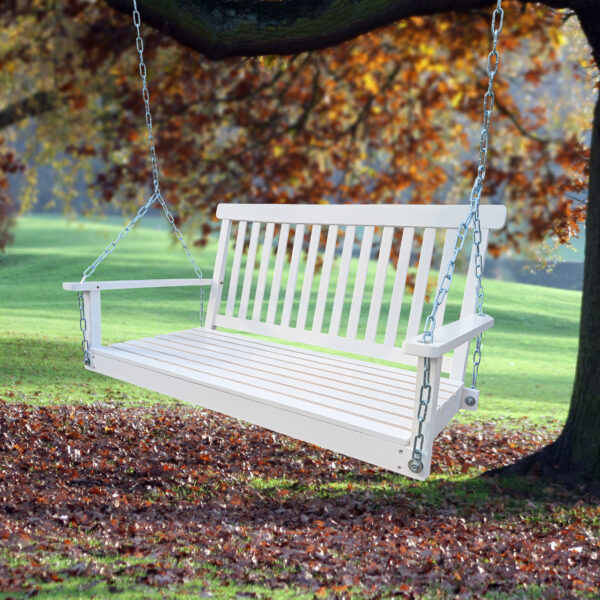 0b5f98db586b4651b5bf115e2c616305_20220704_a63323ec91379839dc0aacfc1cfc0957 Front Porch Swing with Armrests, Wood Bench Swing with Hanging Chains,for Outdoor Patio ,Garden Yard, porch, backyard, or sunroom,Easy to Assemble,white