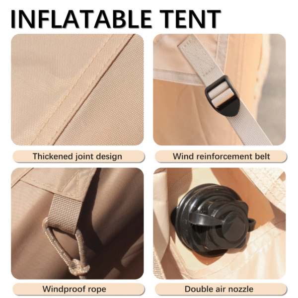 Inflatable Tent With Pump,Glamping Tents For 4-6 Person, Easy Setup 4 Season Waterproof Outdoor Tent,Waterproof Luxury Glamping Tent with 12 Mesh Window