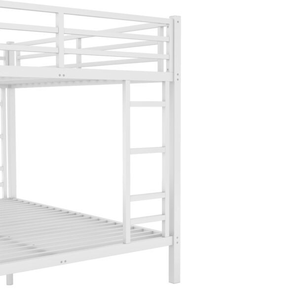 Metal Queen over Queen Bunk Bed for Teens and Adults,Space-Saving/Noise Reduced/No Box Spring Needed,White