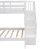 Stairway Full-Over-Full Bunk Bed with Storage and Guard Rail for Bedroom, Dorm, White color