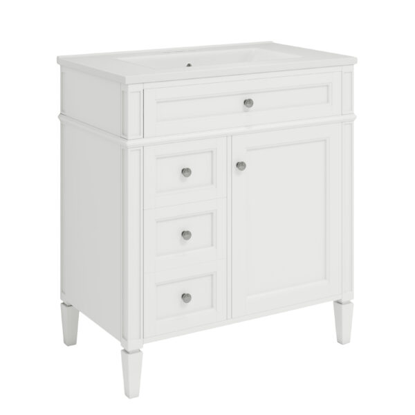 30'' Bathroom Vanity with Top Sink, Modern Bathroom Storage Cabinet with 2 Drawers and a Tip-out Drawer, Single Sink Bathroom Vanity