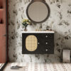 30" Bathroom Vanity with Ceramic Sink, Mid-Century Bathroom Vanity Cabinet with 2 Drawers, Bathroom Vanities Cabinet with Large Storage Space