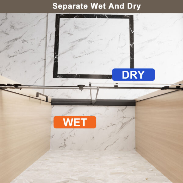 0def23c4cb6e4b71b9a72378bd8764ce_ba0332bab882c374d2504e294ae8e2f1 Frameless Single sliding shower door 60 "W x 76" H, 1/4 "(6 mm) Clear Tempered Glass, Explosion Proof Film, Stainless Steel Handle Square Tube Track ,Matte Black