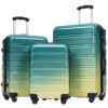 Hardshell Luggage Sets 3 Piece Gradient Color Expandable Suitcase with Spinner Wheels and TSA Lock Lightweight 20" 24" 28" Available,Green+Yellow